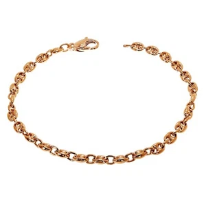 10k Rose Gold Solid Handmade Puffed Mariner Link Bracelet 8" 4.9mm 11.1 grams - Picture 1 of 4