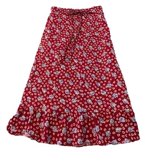 Vtg 70s Floral Quilted Skirt Elastic Waist Ruffle Hem Fit L (10-12) Read Desc. - Picture 1 of 6