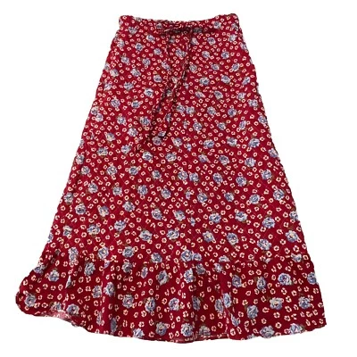 Saia acolchoada floral vintage anos 70 elástica cintura babado bainha ajuste G (10-12) Leia Desc. - Imagem 1 de 4