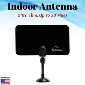 Digital Flex Indoor Antenna Ultra Thin Leaf Flat TV DTV HD HDTV UHF VHF 30 Miles - Picture 1 of 8