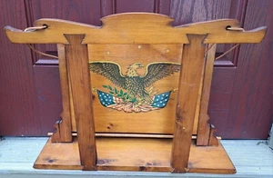 Vintage Americana Eagle Crest Wood Magazine Newspaper Holder, Nice! Patriotic - Picture 1 of 10