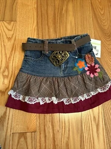 Flapdoodles Girls Denim Skort With Belt Size 4T NWT Boho - Picture 1 of 10