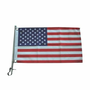 ISURE MARINE Boat Yacht Flag Pole with US Flag Stainless Steel Rail Mount - Picture 1 of 6