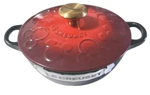 Le Creuset Disney Mickey Mouse Marmite 18cm 1.3 Litre Cherry Red / Matt Black - Picture 1 of 8