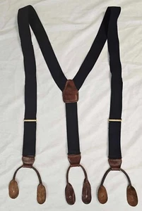 CAS W Germany Full Elastic Y Back Men's Suspenders Leather Button Tabs - Picture 1 of 7