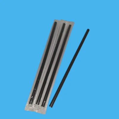 PRO DP VERPACKUNGEN 50 Mehrweg Jumbo Trinkhalme schwarz Ø7mm 22cm einzeln gehüllt PP recycelbar