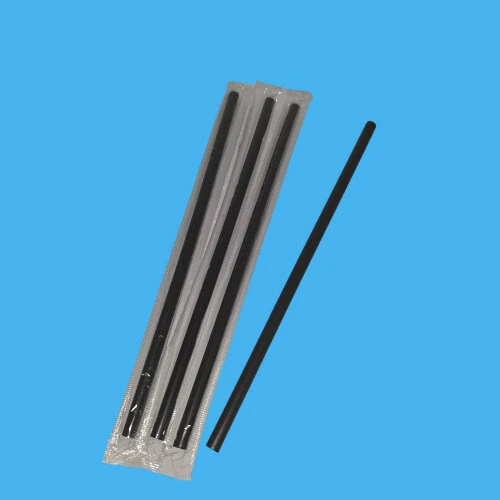 PRO DP VERPACKUNGEN 50 Mehrweg Jumbo Trinkhalme schwarz Ø7mm 22cm einzeln gehüllt PP recycelbar