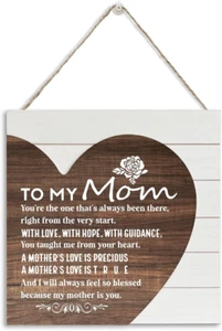 Mother'S Day Gift for Mom from Daughter Son, Wooden Plaque Heart Sign, Mom Poem - Picture 1 of 7