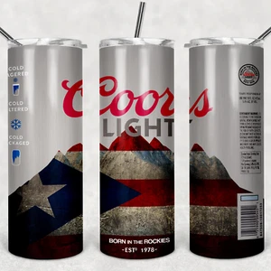 COORS LIGHT PUERTO RICAN TUMBLER- One 20oz Metal Insulated Tumbler, Lid & Straw - Picture 1 of 3