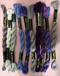 10 Skeins DMC /ANCHOR COTON PERLÉ 5 assorted inc. Lilacs - Picture 1 of 2