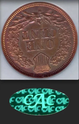 1868 NGC PR64 RB CAC Medallic Alignment 180º ROTATED 600 Minted Indian Cent RARE - Image 1 of 4