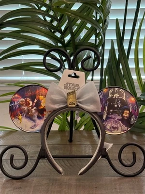 NUEVO CON ETIQUETAS Disney Guerra de las Galaxias El Imperio Contraataca 45th Orejas de Minnie Mouse Diadema Foto 1 de 2