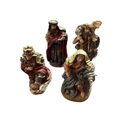 Juego de 5 estatuillas de belén vintage de resina pintadas a mano decoración navideña Foto 1 de 4