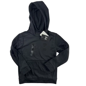 Under Armour Fleece Hoodie Pullover Big Logo Black Boys Size YS NWT - Picture 1 of 5