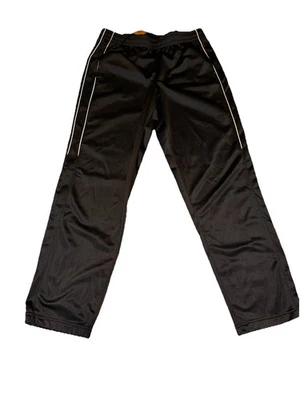 Calça atlética masculina Tek Gear preta com listras brancas bolsos tamanho médio nova sem etiquetas - Imagem 1 de 4