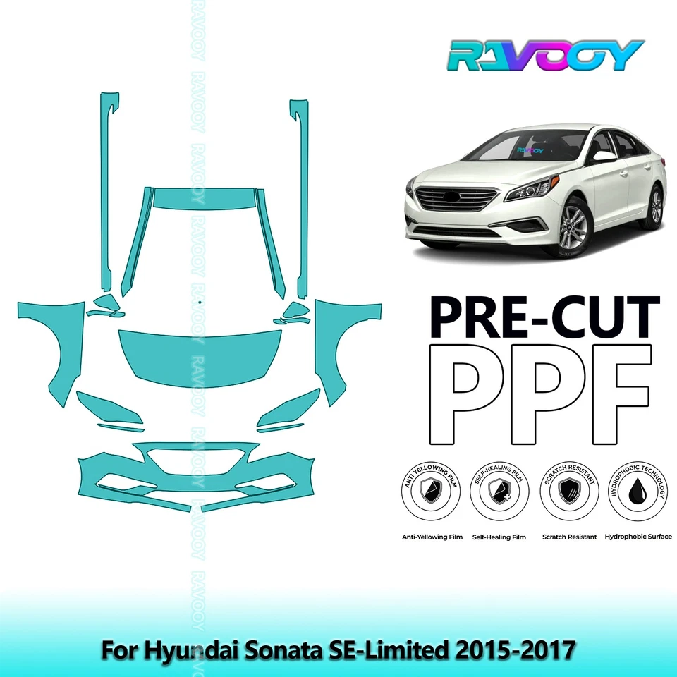 Película de protección de pintura precortada PPF para Hyundai Sonata SE-Limited 2015-2017 Foto 1 de 4