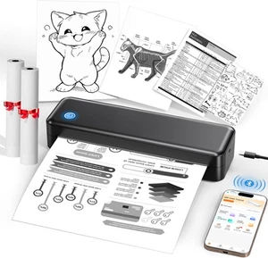 Portable Printer Wireless for Travel, Inkless Thermal Printer Supports 8.5 X 11 - Afbeelding 1 van 12