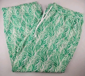 C EST 1946 Pants 26/28W Green Leaf Linen Blend Wide Leg Cropped Pockets Tropical - Picture 1 of 11