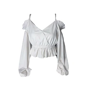 SHEIN Women's White Cold Shoulder Lace Blouse Size M Casual Spring Top - Picture 1 of 7