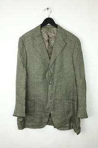 ISAIA NAPOLI Men's US 42 IT52 Green Linen Herringbone Blazer Sport Jacket Coat - Picture 1 of 11