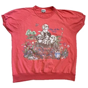 Vintage Puppy Spring Ringer T-shirt “Top of the Heap” Size Medium USA Made 80s - Picture 1 of 6