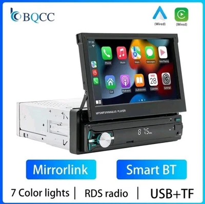 autoradio 1 din con schermo a scomparsa Carplay Android E Apple Touch Bluetooth  - Immagine 1 di 4