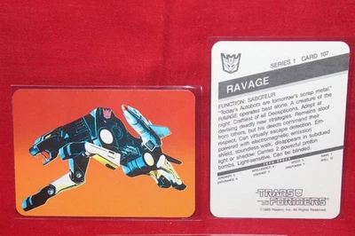 1985 Hasbro Transformers Card #107 Ravage Orange Variation Decepticon - Image 1 of 2