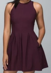 Womens Lululemon Here To There Drama Mini Dress Bordeaux Burgundy Size 8 EUC - Picture 1 of 21