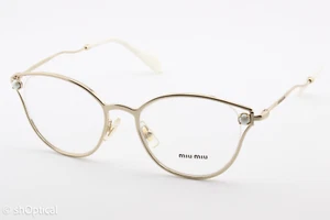 Miu Miu VMU530 ZVN-1O1 Womens Gold Oval Full Rim Glasses Frames 50mm - Picture 1 of 8