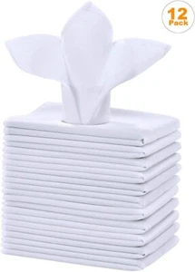 12 X White Cotton Napkins Table Linen Dinner Cloth 100% Egyptian Cotton 250 TC - Picture 1 of 10