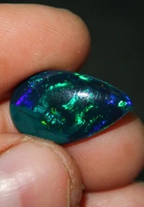 5,95 crt natürlicher schwarzer äthiopischer Opal Edelstein, Multi Feuer schwarze Birne Opal Cabs - Bild 1 von 3