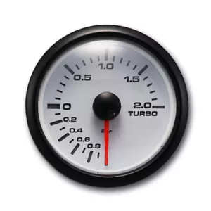 MGS 52mm 2-1/16" Electrical Turbo Boost Gauge -1 ~ 2 BAR White & Amber LED - Picture 1 of 10