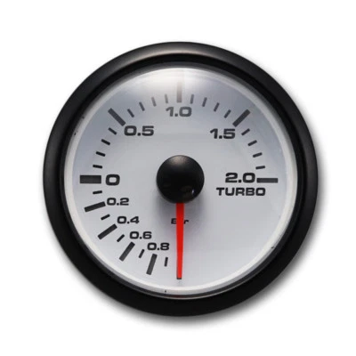 MGS 52mm 2-1/16" Electrical Turbo Boost Gauge -1 ~ 2 BAR White & Amber LED - Image 1 of 4