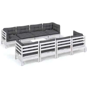 9-Piece Outdoor Lounge Set Garden Patio Sofa Chairs Furniture Setting Pine Wood - Picture 1 of 11