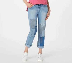 LOGO Lavish by Lori Goldstein Indigo Slim-Leg Boyfriend Jeans, Reg. 6 Light Wash - Picture 1 of 4