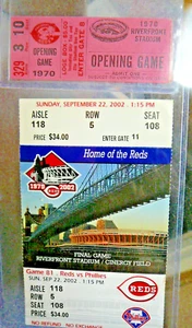 1970 Cincinnati Reds Riverfront Stadium Tickets First & Last Game Tickets 2002 - Picture 1 of 4