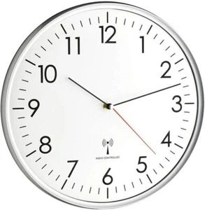 TFA Dostmann Analoge Wanduhr Funk, hohe Genauigkeit, Funkuhr, weiß/Silber B-WARE - Picture 1 of 3