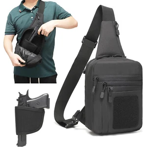 Tactical Gun Bag Pistol Holster Concealed Carry Chest Crossbody Pack Handgun Bag - Picture 1 of 10