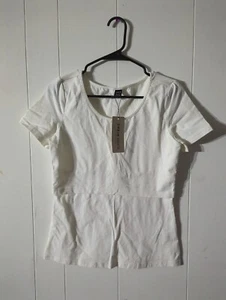 SHEIN Basic White Short-Sleeve Fitted Women's Top - Size M #IK - Picture 1 of 5