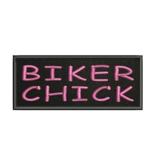 Biker Chick Patch 4" Embroidered Iron-On Applique MC Motorcycle Club Badge - Picture 1 of 12