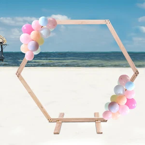 Bogen Hochzeit Bogen Stand Sechseckiger Rahmen Rose Bogen Ballon mit Dekoration - Bild 1 von 10