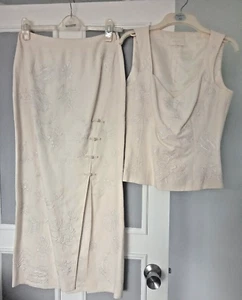 KALIKO Wedding/Mother of Bride Silk/Linen 2 Piece Size 8 Ivory Description Below - Picture 1 of 14