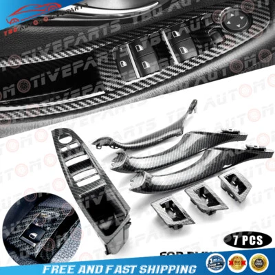 Carbon Interior Door Handle Panel Cover For BMW 520d 525d 530d 535i 2010-2017 - Image 1 of 4