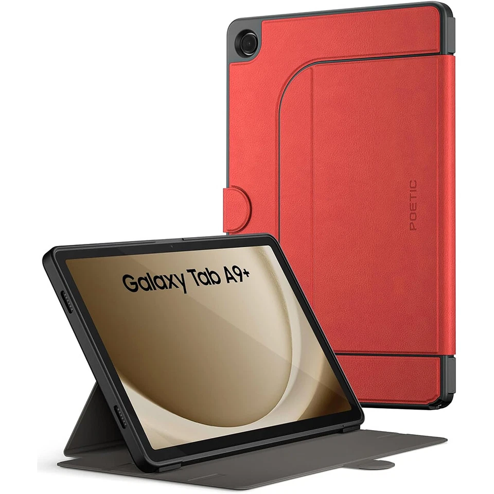 For Galaxy Tab A9 Plus Case Poetic Magnetic Fidget Mount Folio Stand Cover Red