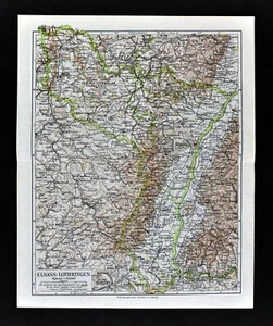 1900 Meyers Map Germany Strasbourg Mulhausen Basel Metz Offenburg Nancy France - Picture 1 of 3