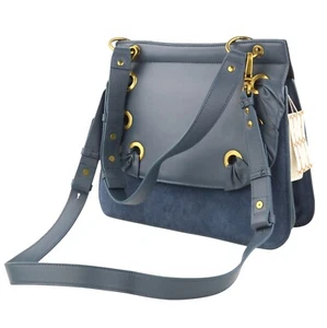 NAT & NIN Vittoria Women Bag OS Blue Leather Detachable Strap Crossbody Logo - Picture 1 of 20