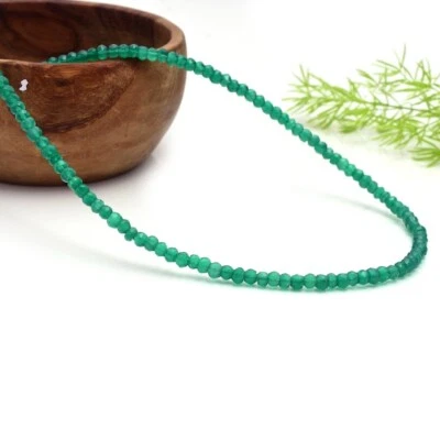 Hermoso collar gargantilla de cuentas redondas facetadas de ónix verde de 2-3 mm regalo 18" Foto 1 de 4