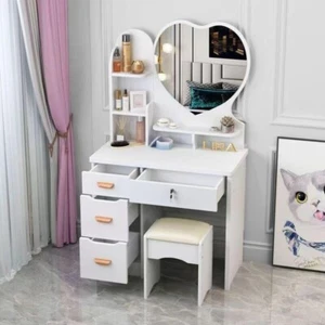 Postazione Trucco Tavolo Makeup Specchiera Tavolo Cosmetici Toeletta - Foto 1 di 3