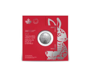 1oz Silver BU Treasured Maple Leaf - Lunar Rabbit 5 CAD Canada 2023 Rabbit Canada