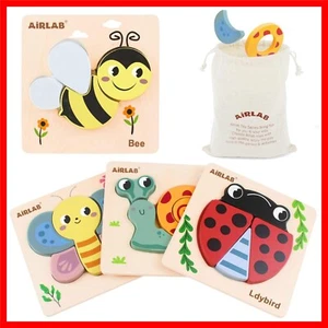 Eco-Friendly Chunky Wooden Jigsaw Puzzles for Kids - Garden Animals Set - Picture 1 of 10